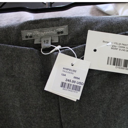 NWT Bonpoint Boys Felix Wool Straight Leg Trouser Pants Dark Gray 12 - Picture 7 of 8
