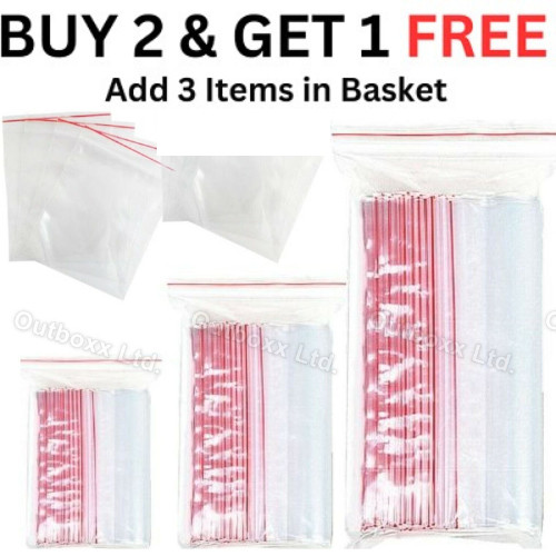 100 BOLSAS DE SELLO DE AGARRE Bolsas de bloqueo de polietileno transparente auto-resellables y polietileno plástico con cremallera