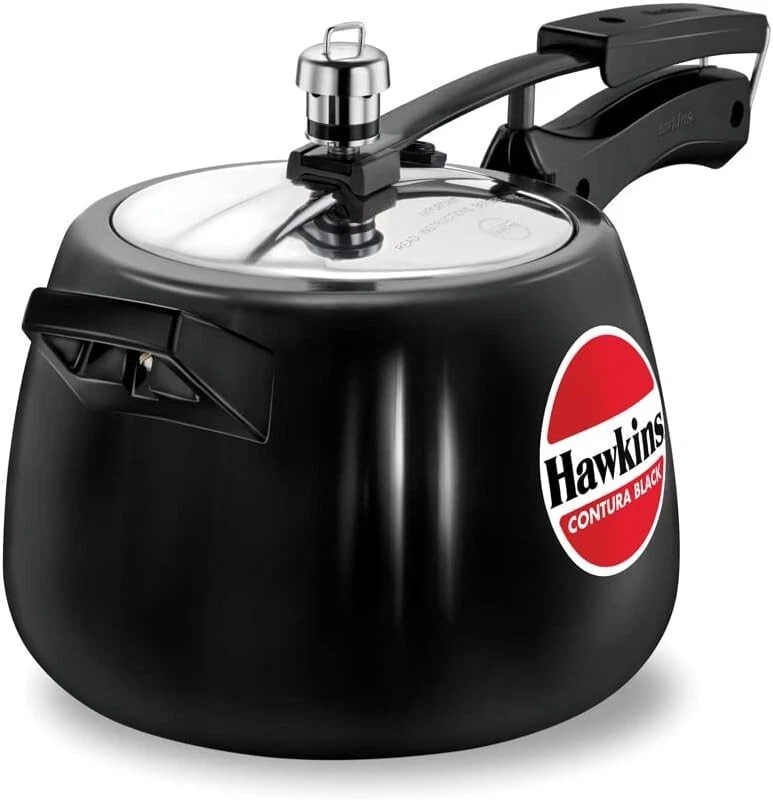 Hawkins Contura Black Pressure Cooker Aluminium Cookware / Choose Capacity