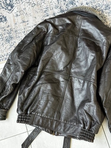 Vintage Fur Trim Aviator Leather Brown USA Bomber Jacket Size XL - Picture 13 of 13