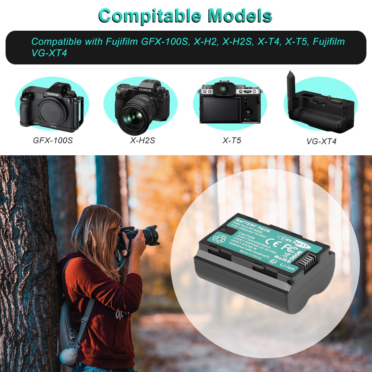 NP W235 Akku-Ersatz Für Fujifilm Kameras – 7,2 V, 2250 MAh, Kompatibel Mit X-T5, X-T4, GFX 100S Uvm.
