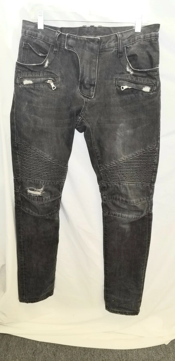 Balmain Skinny Ribbed and Ripped Jeans 30 | eBay