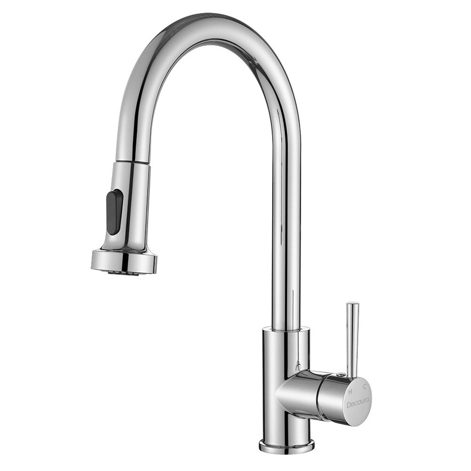 Decaura Kitchen Taps with pull out Sprayer 2Mode Chrome Sink Mixer Tap
