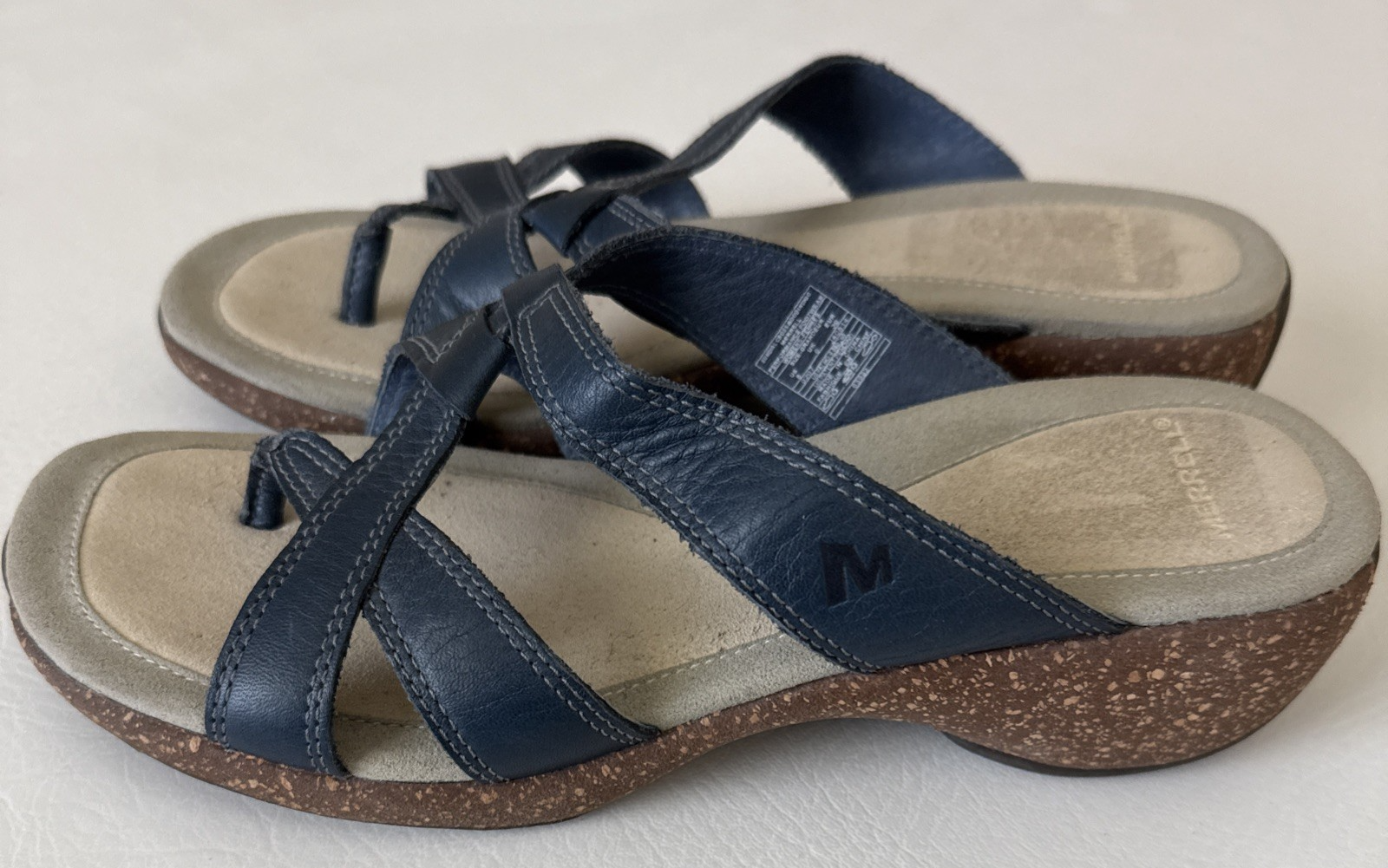 Sandali donna Merrell Sundial Cross taglia 8 blu navy zeppa infradito perizoma estivi