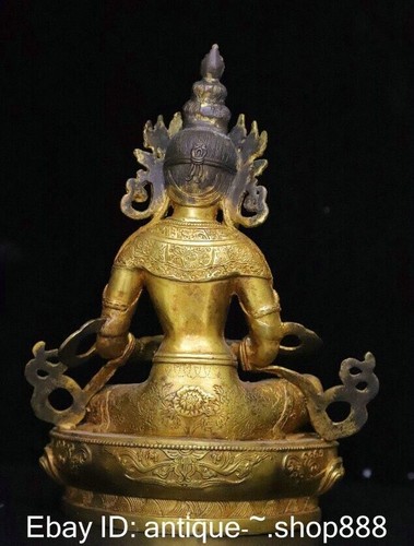Statue de Bouddha achats Déesse Tara verte siège bouddhisme bronze doré Tibet ancien 11,4