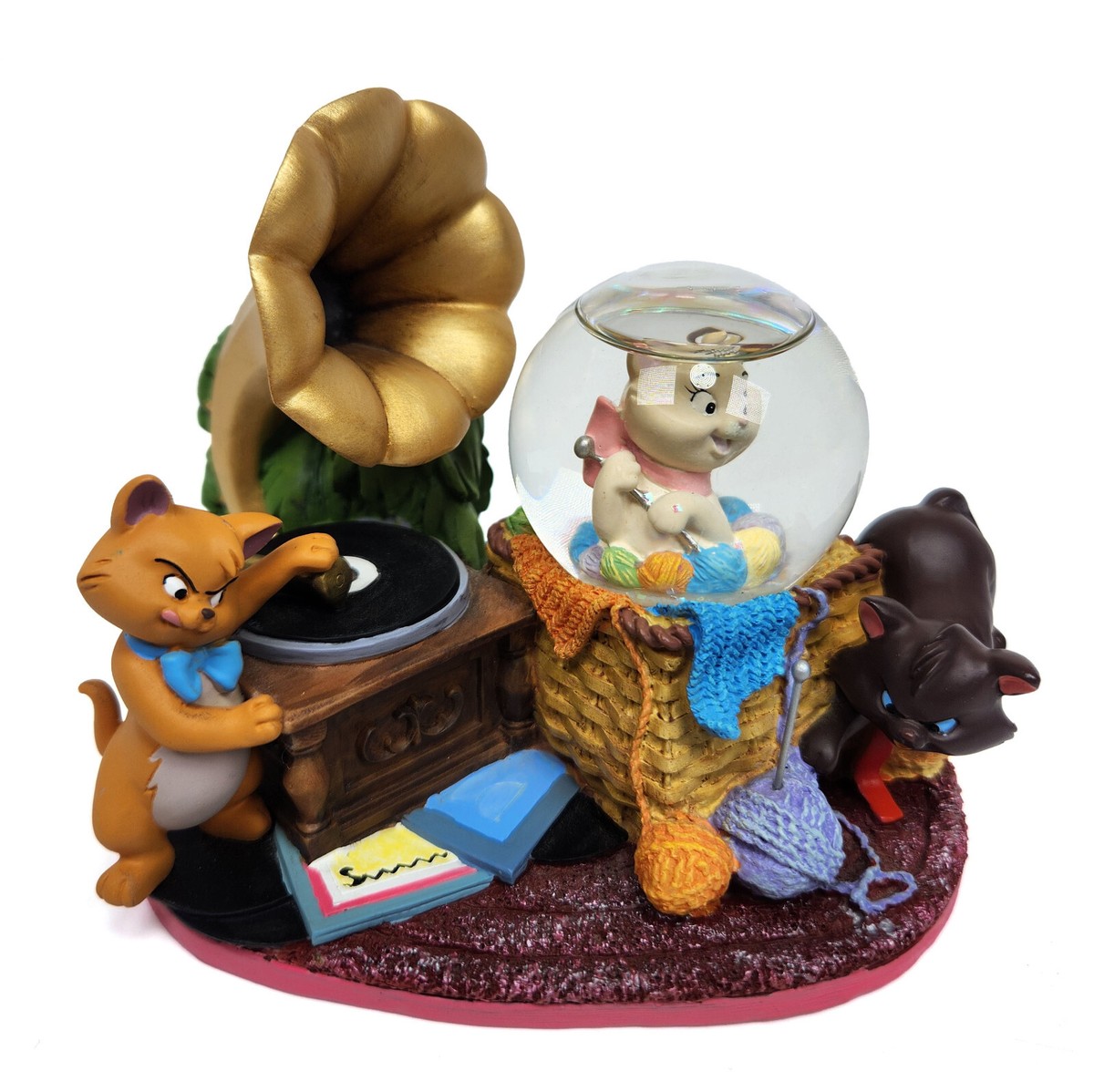 Disney Aristocats Snow Globe Marie Berlioz Toulouse Gramophone