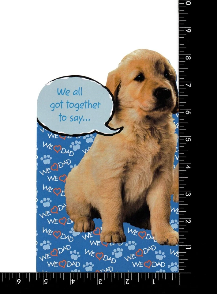 Linda Tarjeta del Día del Padre DE NIÑOS, Golden Retriever Cachorros Perros por AGC + Sobre Foto 4 de 4