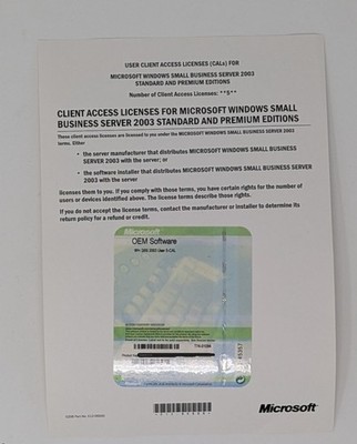 Windows 2003 SMALL BUSINESS EDITION SERVER SBS 5 USER CALS