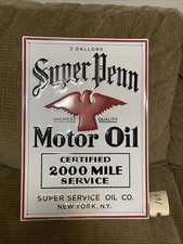 Antique Vintage Old Style Sign Super Penn Motor Oil Made in USA