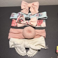 Lot of 5 Baby Toddler Girl Headband Bows Variety Plus Super Cute Soft