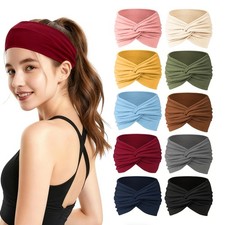 10 PCS Sports Headbands for Women  Men Elastic Wide Hair Band for Running Yoga
