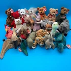 Lot 21 Vintage Ty Beanie Babies - Kanata Manitoba, Swoop Dinosaur, Tracks Lynx