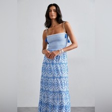 Alice + Olivia Womens  Marna Tiered Maxi Tie Strap Dress 12