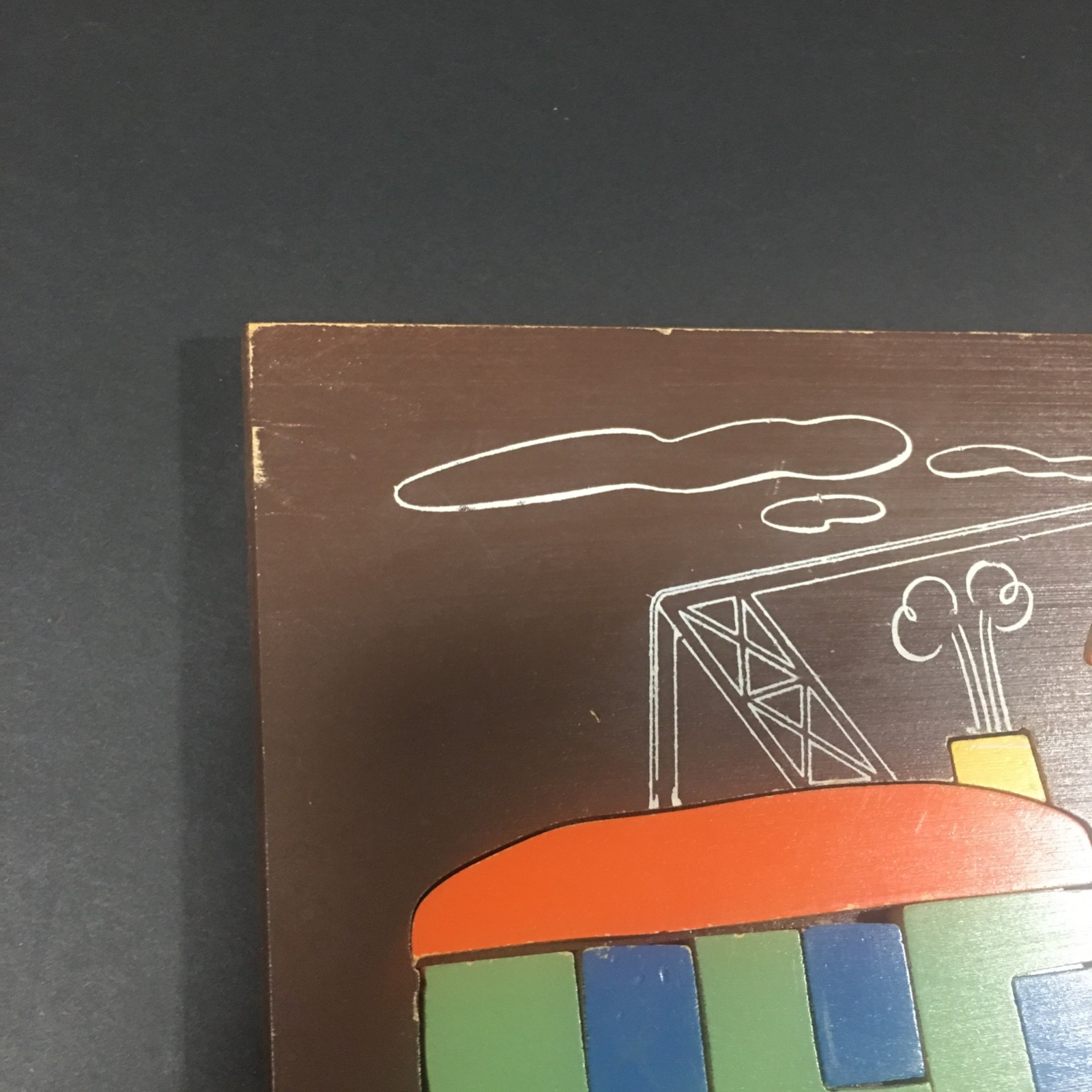 Vintage 1950s Playskool Wooden Puzzle Front End Loader Crane Excavator Rare HTF