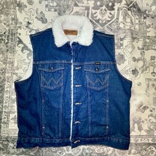 Wrangler Men  s Sherpa Lined Denim Vest   Size XL
