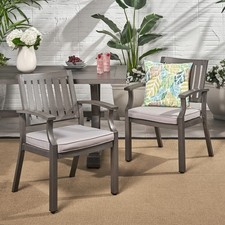 Outdoor Modern Aluminum Dining Chair with Cushion Set of 2 