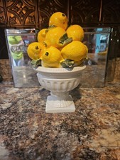 Vintage Ceramic Lemon Topiary Urn Pedestal Bo...