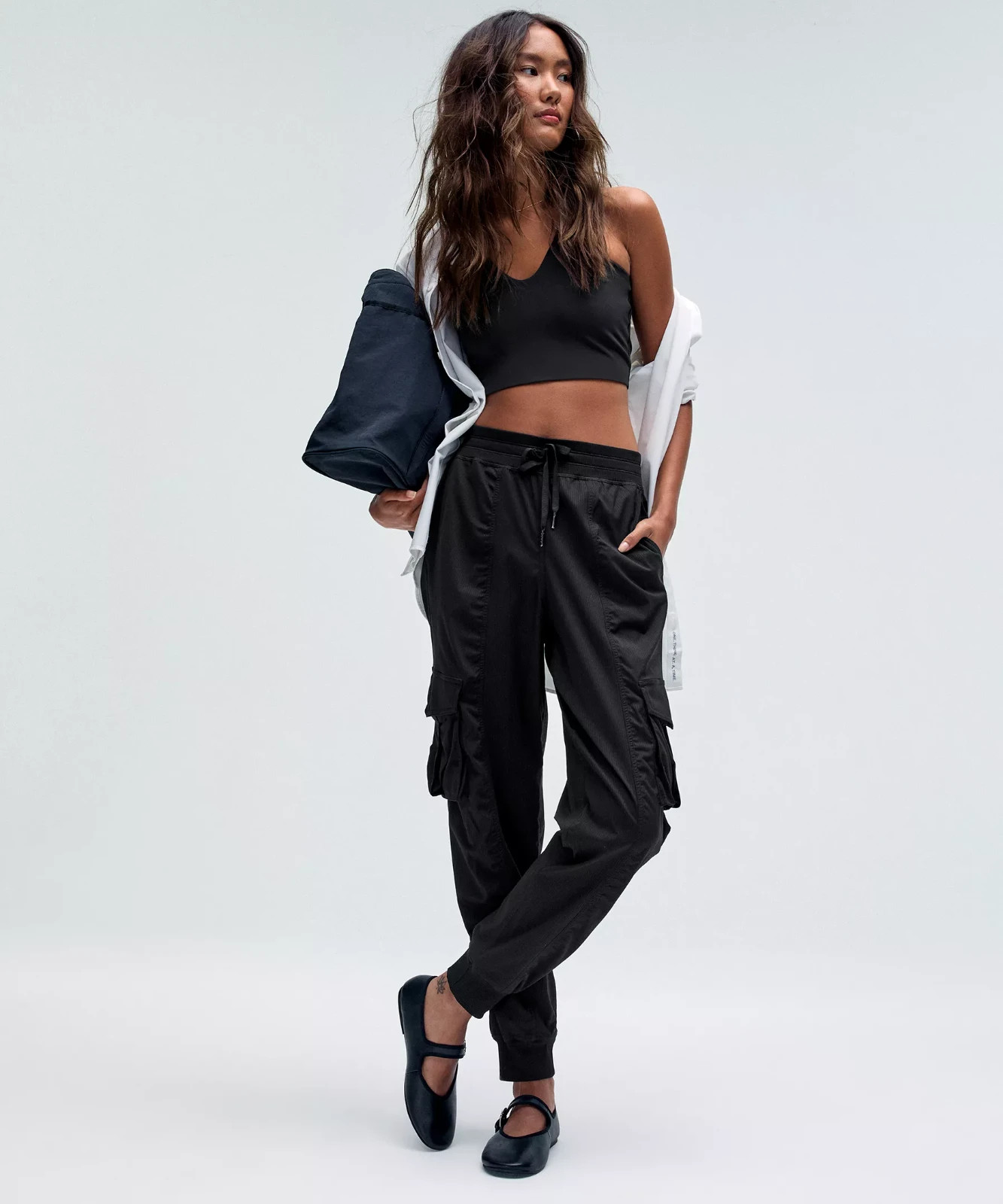 LULULEMON Athletica Black Cargo Pockets Drawstring Jogger Pant Women Size XL NEW