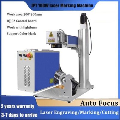 JPT 100W M7 Mopa Fiber Laser Marking Cutting Machine Rotary axis Auto Focus