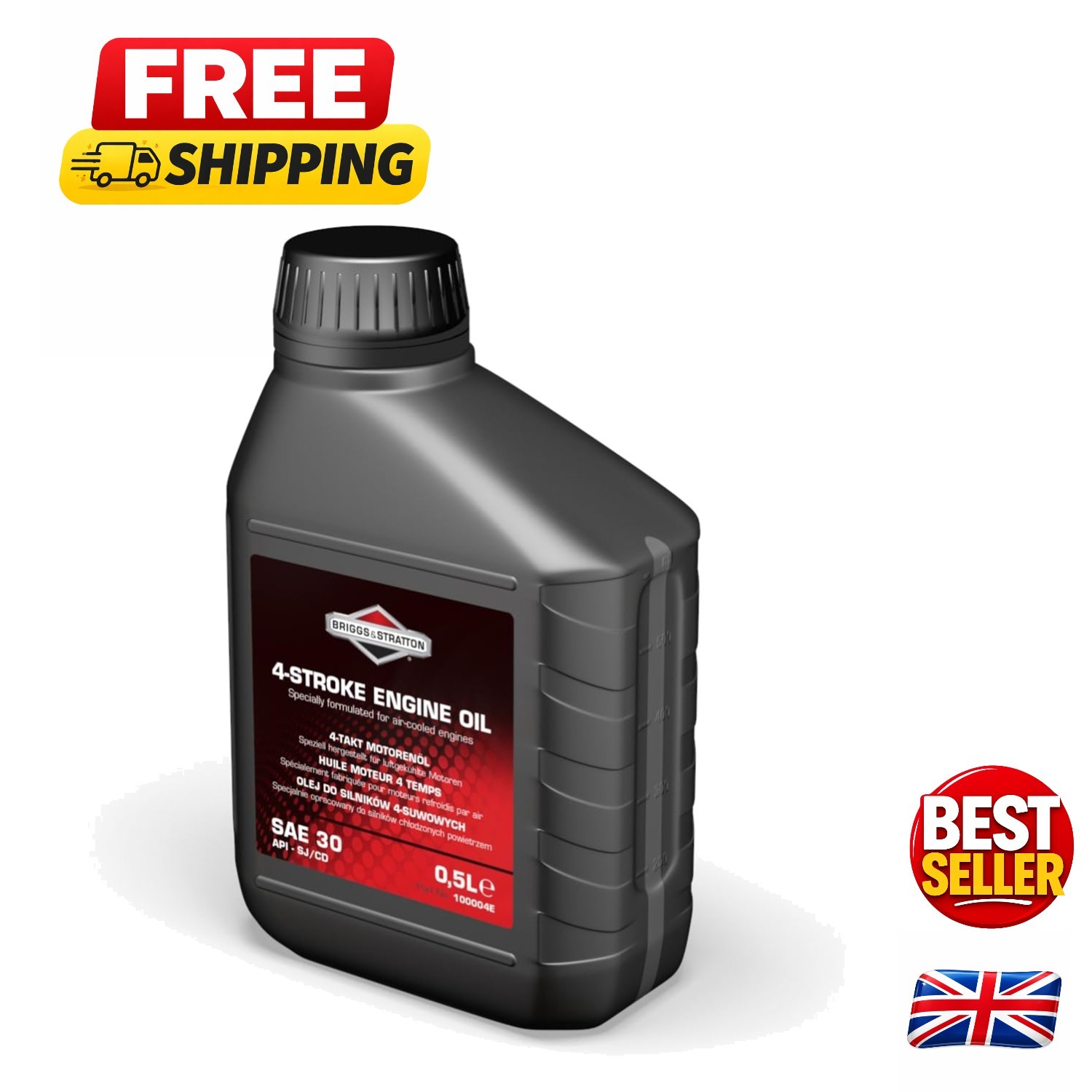 Briggs & Stratton 100004E 4-Stroke Lawn Mower Engine Oil SAE30 500ml Black 0....