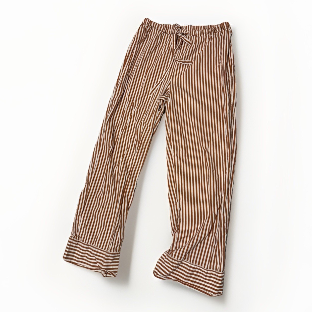 Topshop poplin pull on wide leg pants in Brown stripe