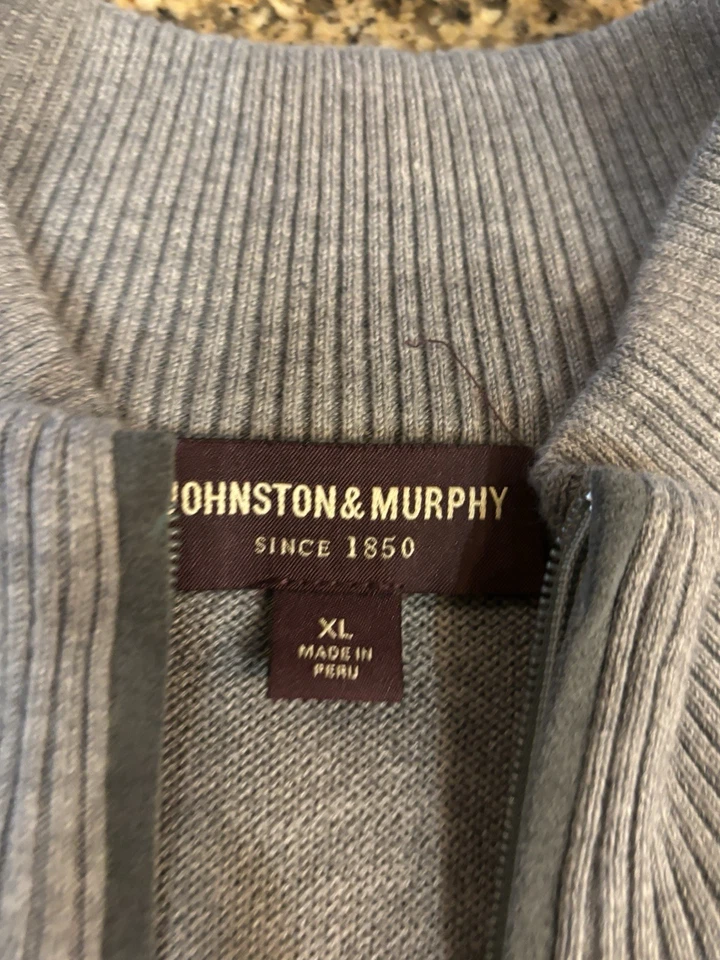Johnston & Murphy Hombres Gris XL 1/4 Cremallera Algodón Pima Golf Suéter Chaleco Grandpacore Foto 4 de 4