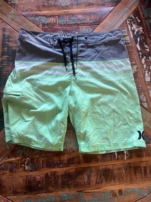 Means Hurley Board Shorts Green Black Swimming Shorts Size 40