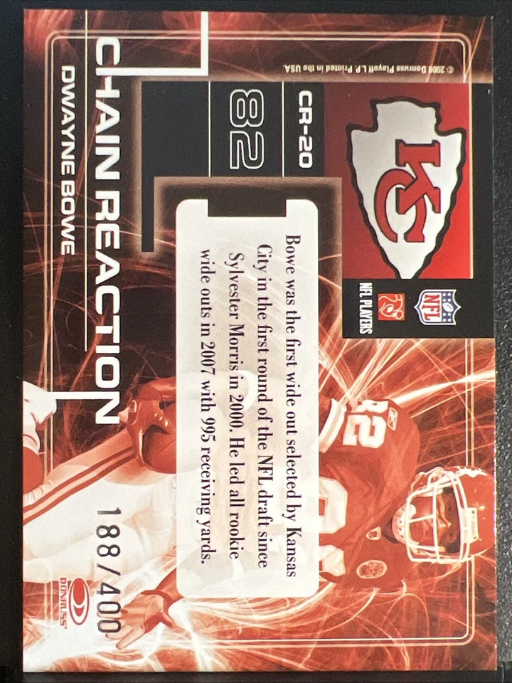 2008 Donruss Elite - Chain Reaction Black #CR-20 Dwayne Bowe /400 - Image 2 of 2