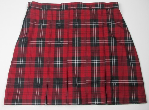 LANDS END Red/Black Plaid School Uniform Box Pleat Skirt Girls 12 *NEW* - Picture 2 of 6