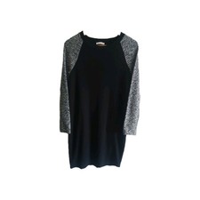 Whistles Black and Grey Tweed Knitted Long Sleeve Jumper Sweater Dress Size 10