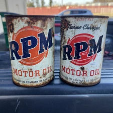 2 Different Standard Oil RPM Motor 1 Quart Oil Cans Qt California Thermo-charged