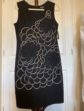 Cartise Formal Black Day Dress With chrysanthemum Design In silver/black Size 10