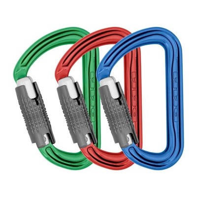 DMM A307P3 Carabiner 3-Pack - 24 kN Major Axis, 9 kN Gate, Ergonomic Design