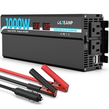 1000W Pure Sine Wave Power Inverter with 2 AC Outlets, 2 USB Ports, LCD Displ...