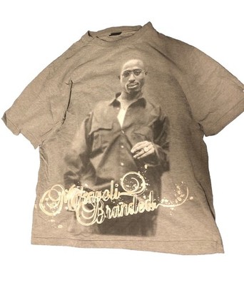 Rare Vintage Tupac in glasses 2Pac Makaveli Branded gray t-shirt Size xl Rapper