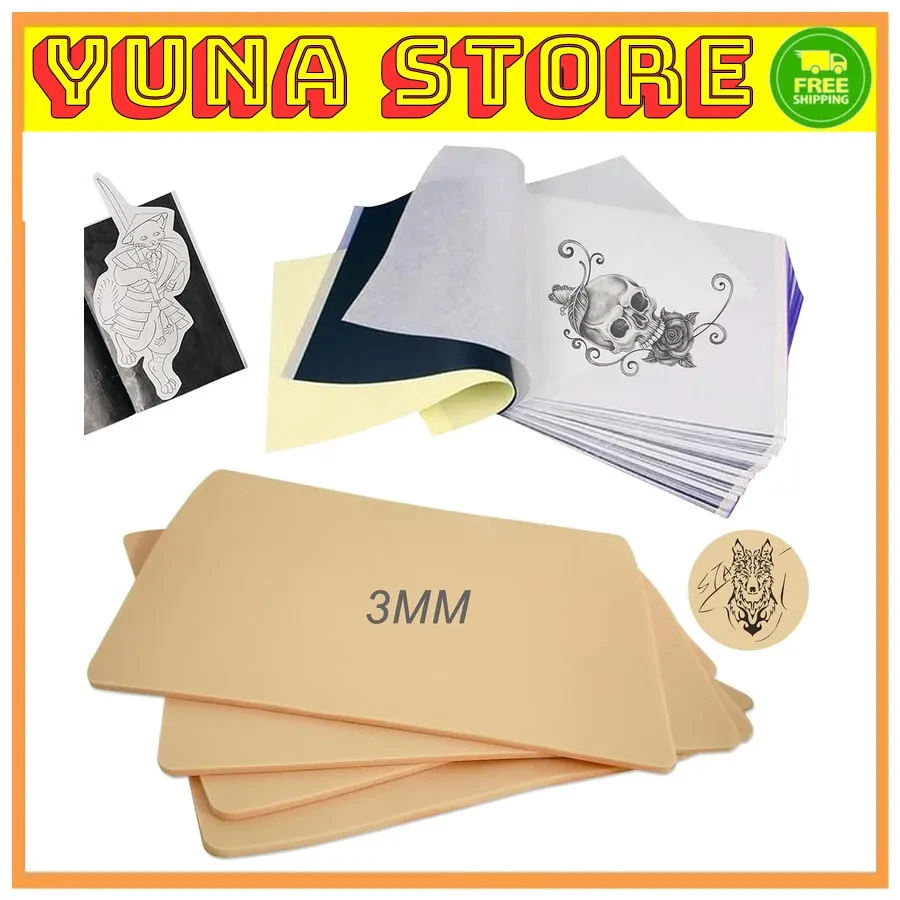 Emalla Tattoo Practice Kit 5 Fake Skins and 20 Transfer Papers for Beginners image 1