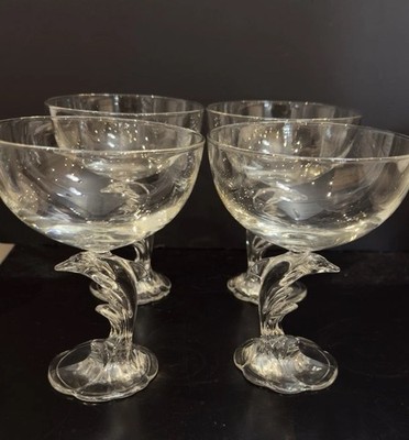 4 Cristal D Arques Durand Dolphy Clear Champagne Tall Sherbert Glasses Set 4