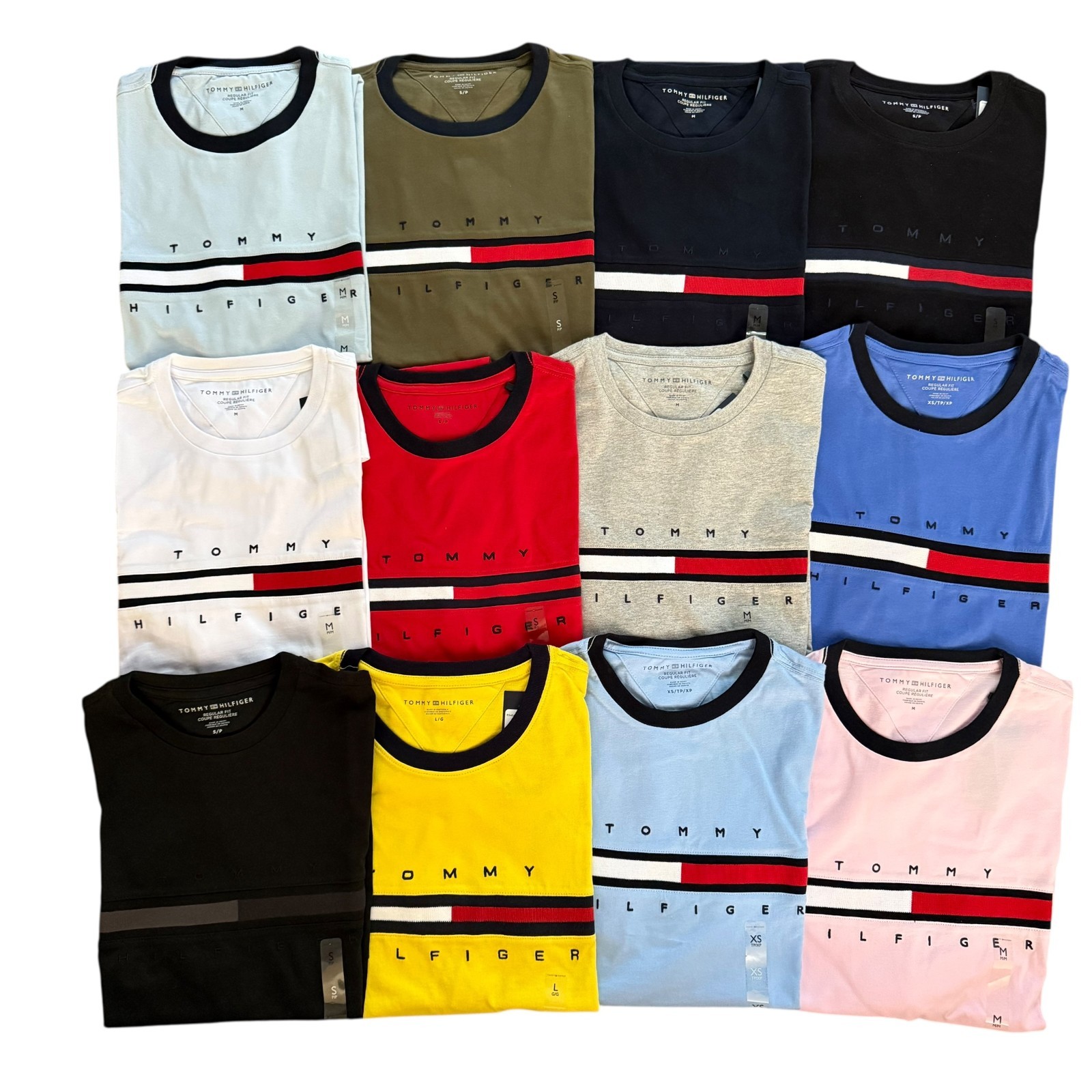 NWT Tommy Hilfiger Men's Regular Fit Cotton Signature Stripe Logo T-Shirt Tee