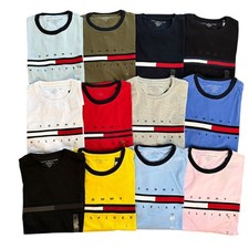 NWT Tommy Hilfiger Men's Regular Fit Cotton Signature Stripe Logo T-Shirt Tee