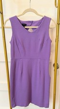 Talbots Dress Solid Lavender Shift V-Neck Back Keyhole Detail Size 2R