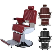 Adjustable Hydraulic Recline Barber Chair All Purpose Hair Styling Colors