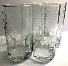 Vtg Libbey Crisa Caldera Cooler Glass Tumblers 16 Oz Clear Dimpled 6.5" Set Of 5
