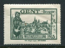 Gent Belgium World Exhibition 1913 Reklamemarke Poster Stamp