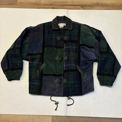 Paris Sport Club Jacket Mens Small Multicolor Full Zip Toggle Plaid Colorblock
