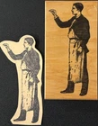 Rubber Stamp Late 1800s Man In Apron Waiter Cigar Man Rubber Stamp