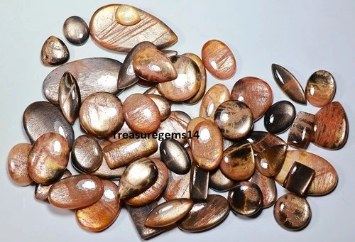 250 CT WHOLESALE LOT RAINBOW LATTICE GOLDEN SHINE SUNSTONE CABOCHAN GEMSTONE