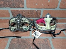 2 Mardi Gras Venetian Jester Joker Crafted Masquerade Carnivale Half Face Mask