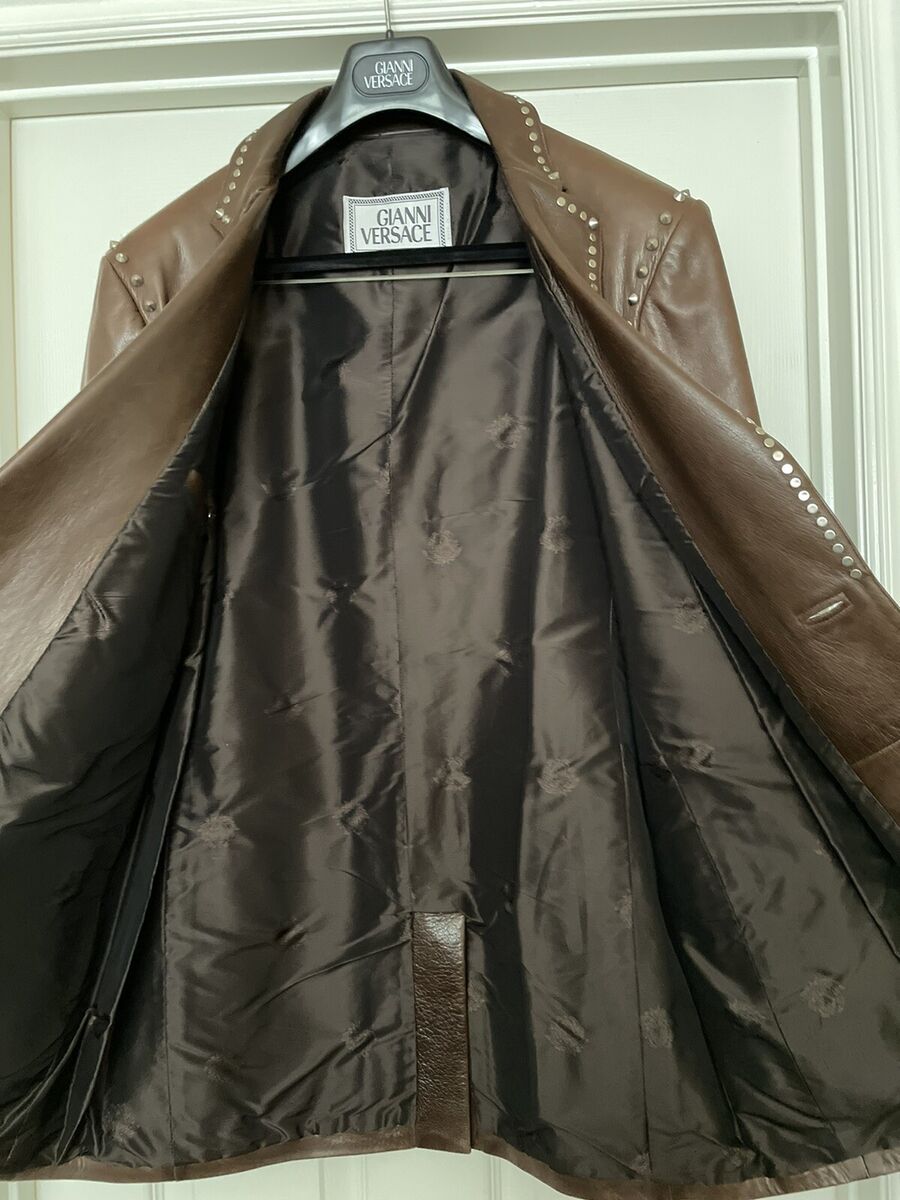 Men's Vintage Gianni Versace Brown Leather Jacket EU Size 52 Men's Vintage Gianni Versace Brown Leather Jacket EU Size 52