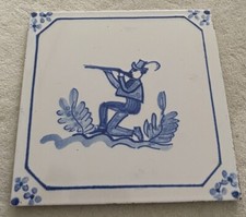 Fliese Kachel antik alt dutch J&auml;ger tile Tegel tuile Delft Art Niederlande