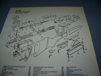 SAVAGE 110E/M B/A RIFLE & 110C/D/E SER.K B/A RIFLE..DETAILS/EXPLODED VIEW (163Y)